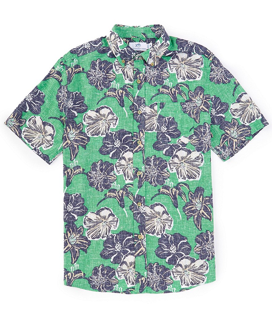 Southern Tide Beach Blooms Short Sleeve Woven Shirt | Dillard's