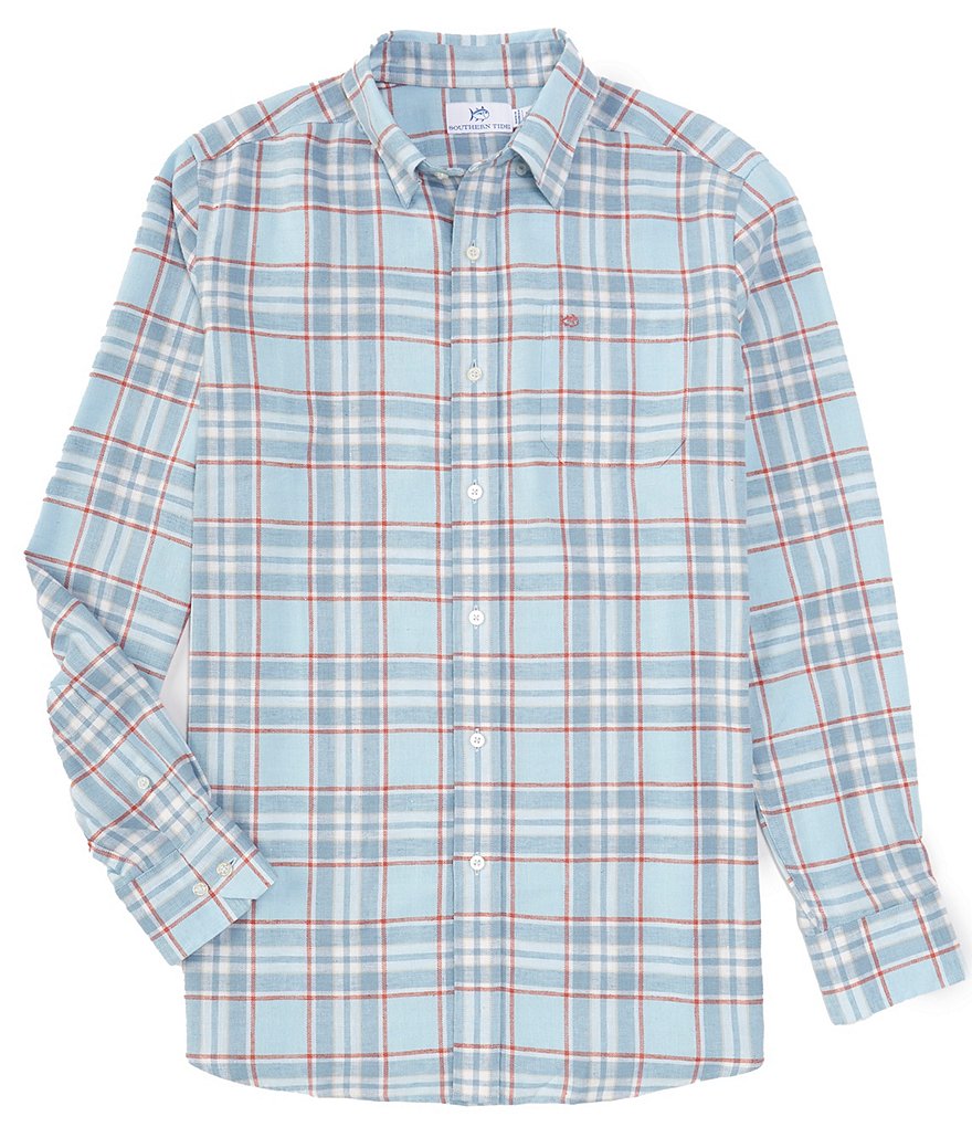 Southern Tide Beach Flannel Heather Reddick Plaid Long Sleeve Woven ...