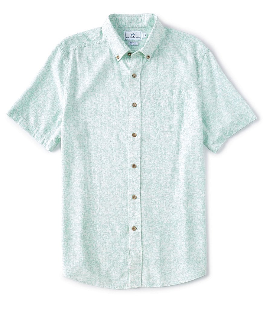 Southern Tide Great Catch Printed Short-Sleeve Coconut Button Woven ...