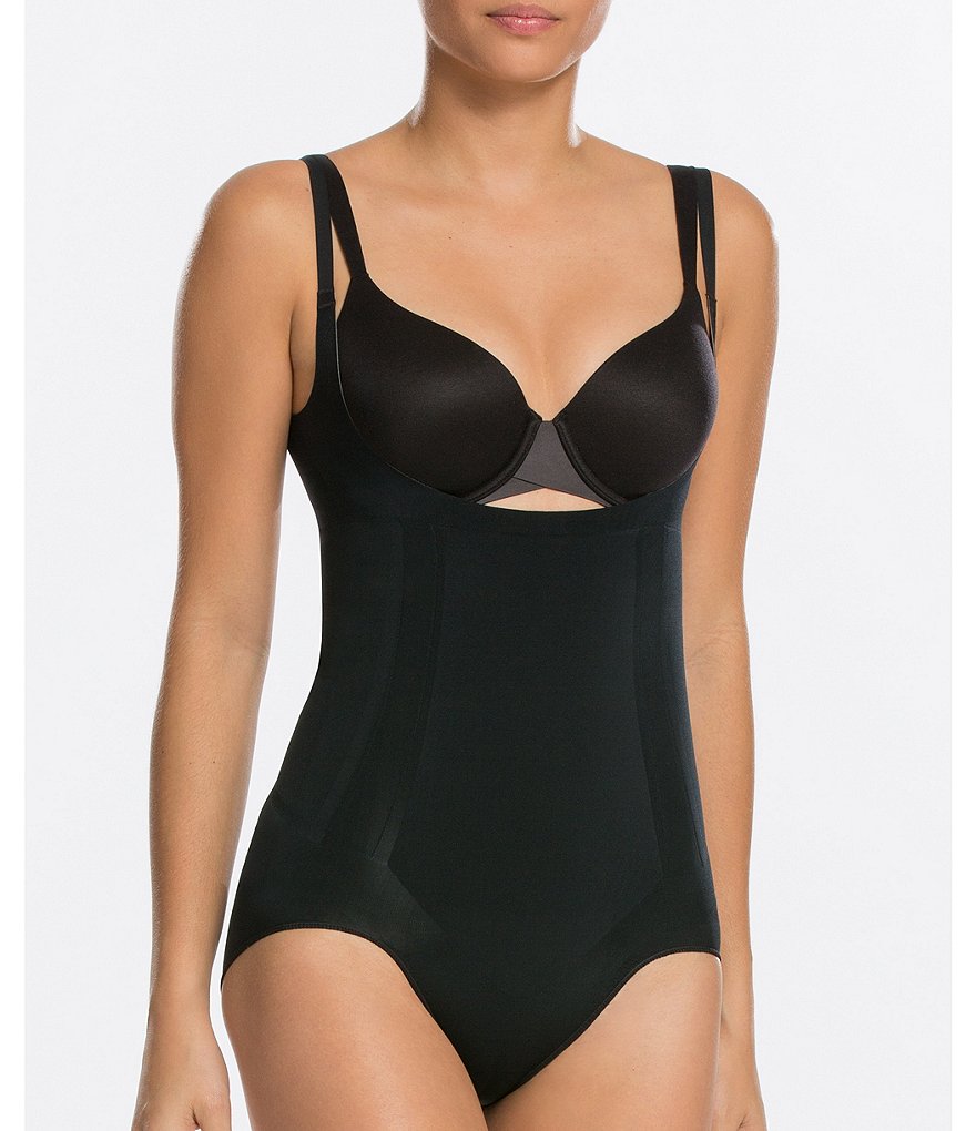 Shaping Satin Mesh Open-Bust Mid-Thigh Bodysuit – Spanx, 40% OFF