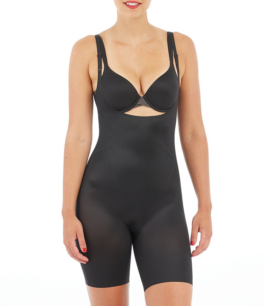 SPANX womens Shapewear for Women Thinstincts Open-bust Mid-thigh Bodysuit  (Regular and Plus Sizes), Very Black, X-Small : : Clothing, Shoes  & Accessories
