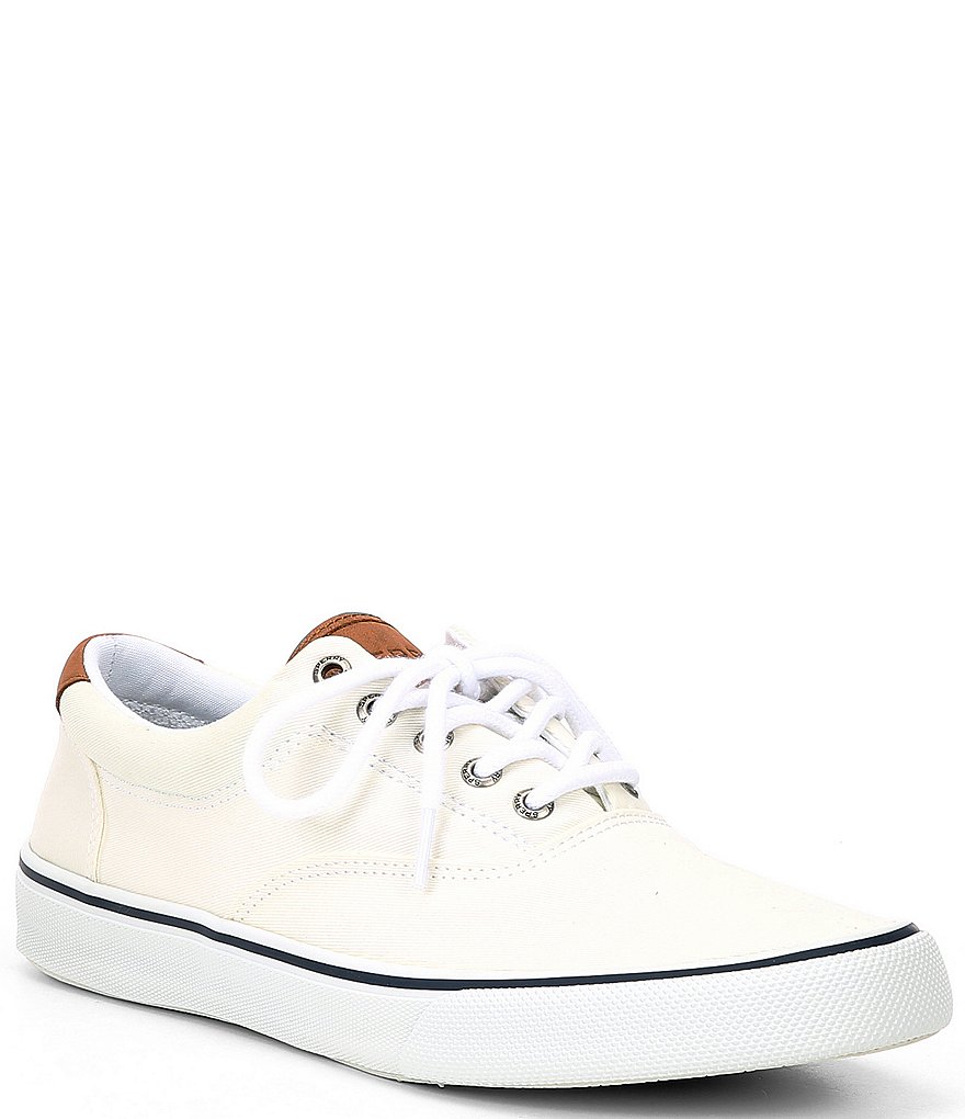 Men's Sperry Top-Sider Striper II CVO Washed Sneaker Off White Distressed Canvas 