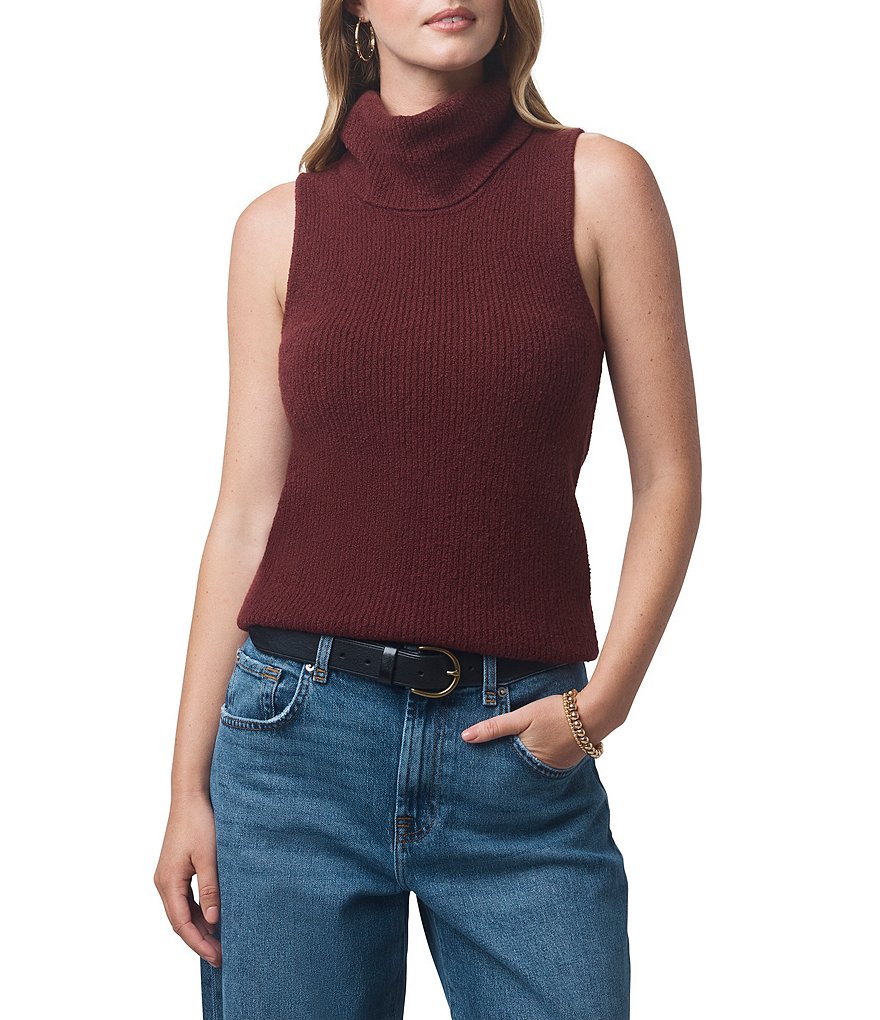 Splendid X Cella Jane Blog Boucle Knit Turtleneck Sleeveless Tank