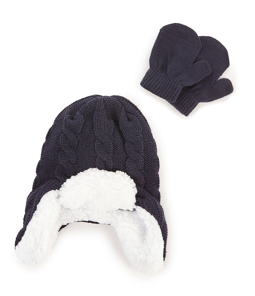 Baby boy trapper hat and clearance mittens