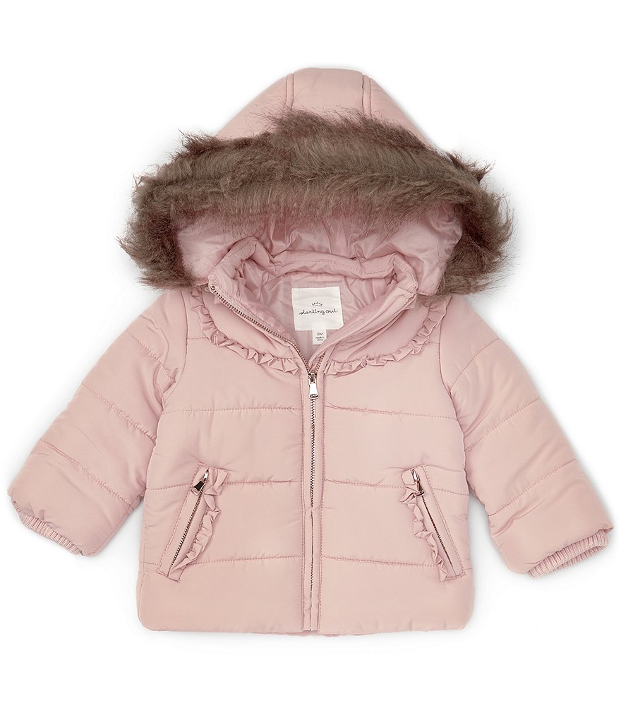 Baby pink coat sale with fur hood