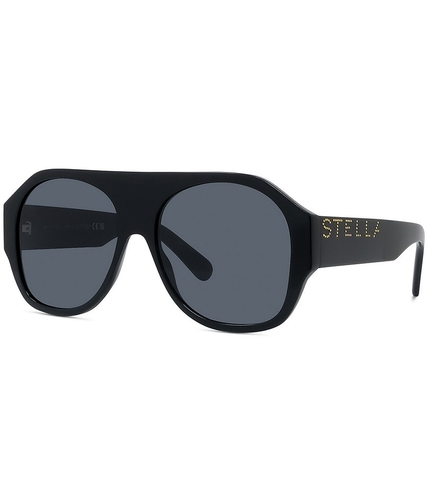 Stella McCartney - Shiny Black Square Sunglasses - Shiny Black - Sunglasses  - Stella McCartney Eyewear - Avvenice