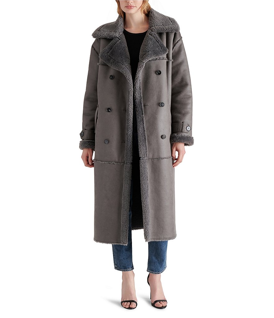 Steve Madden Chili Faux-Suede hotsell Double-Breasted Trench Coat