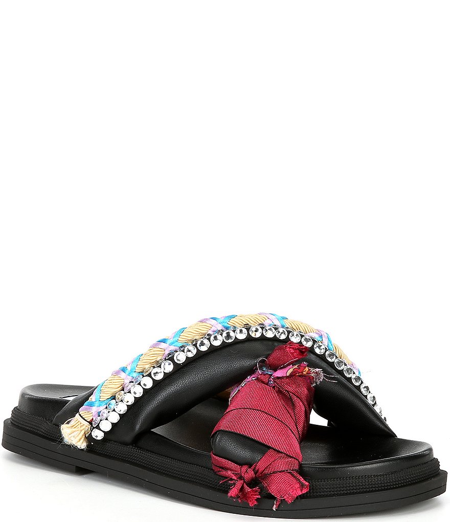 Steve Madden Leisure Embellished Cross-Strap Slide Sandals | Dillard's