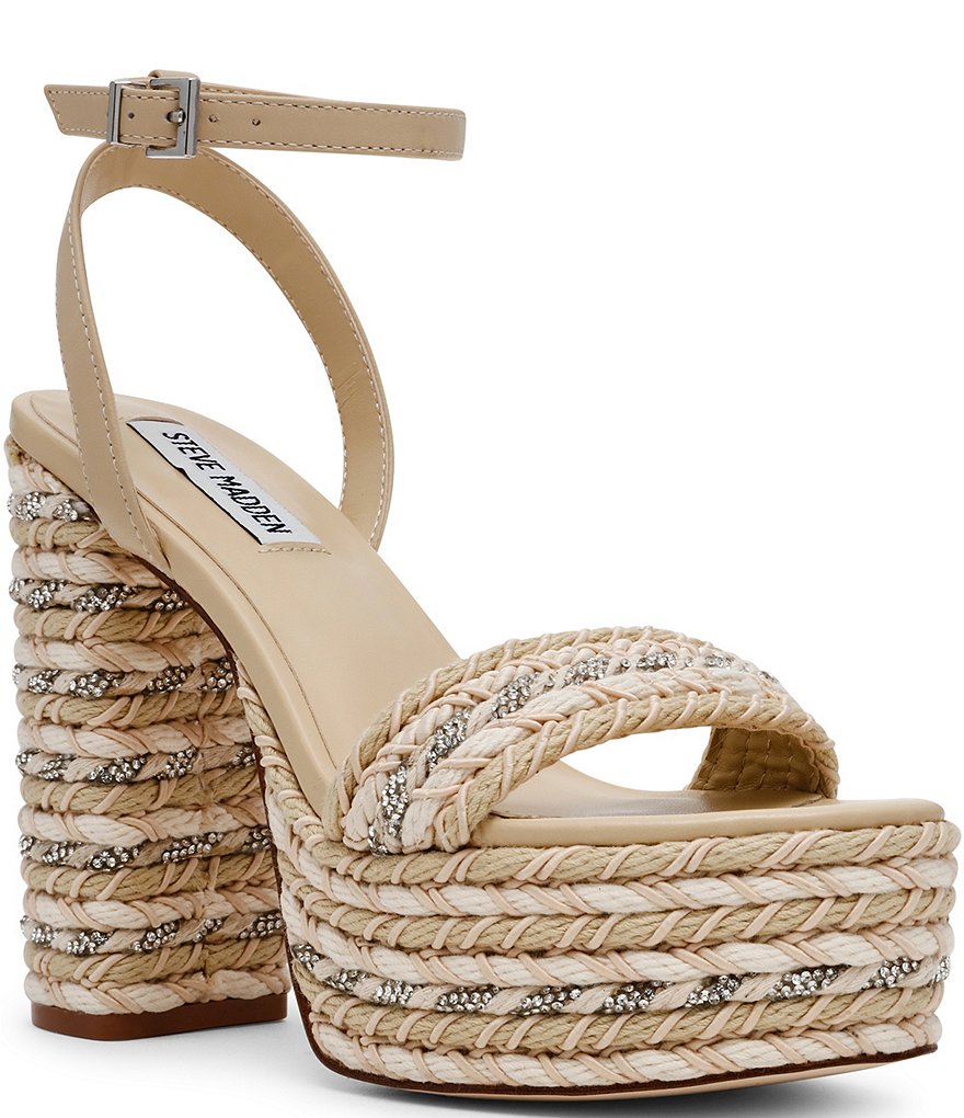 Steve Madden Lucci-R Rhinestone Rope Ankle Strap Platform