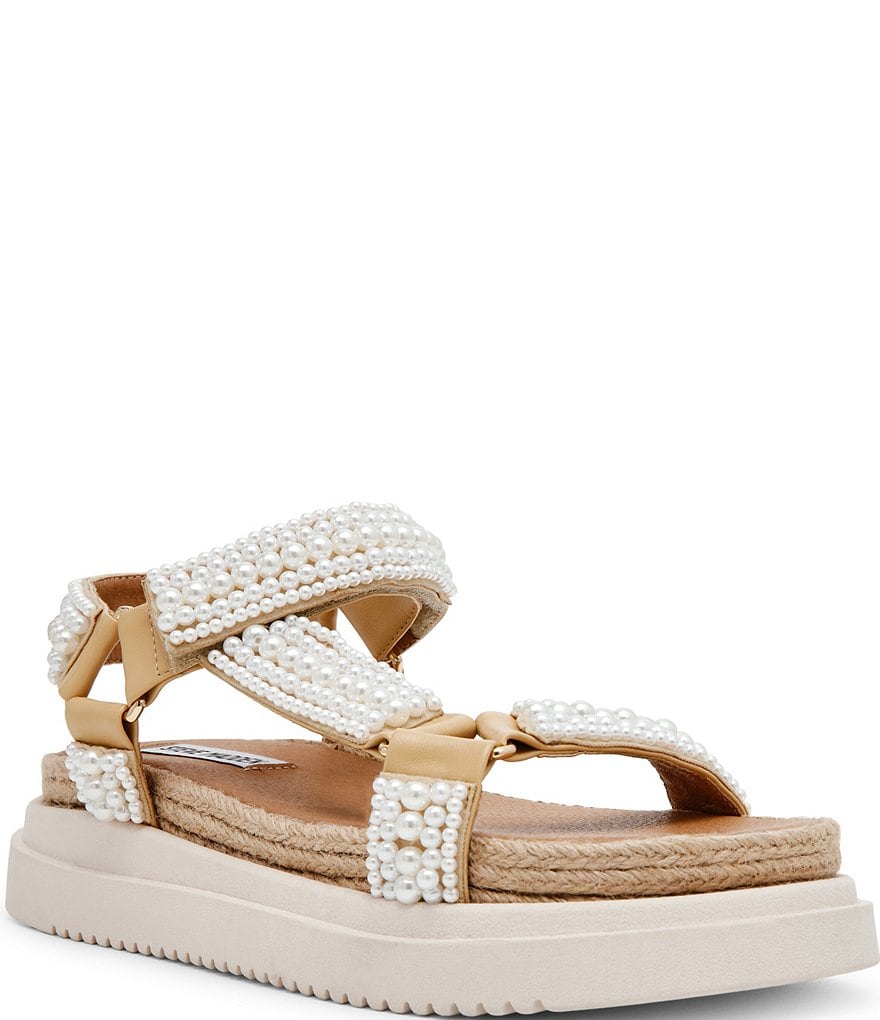 ★Steve Madden★新作★大人気★MANIA PEARL WHITE★サンダル Steve Madden Mania Pearl in Natural | Lyst