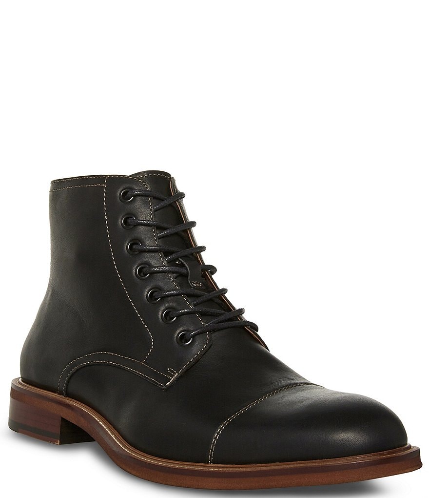 Steve Madden Men s Hodge Cap Toe Lace Up Leather Boots