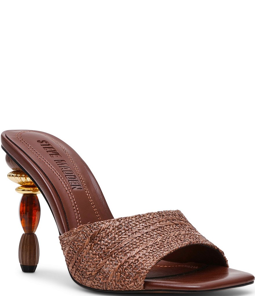 Steve Madden Sia Raffia Sculptural Beaded Ornament Heel Dress