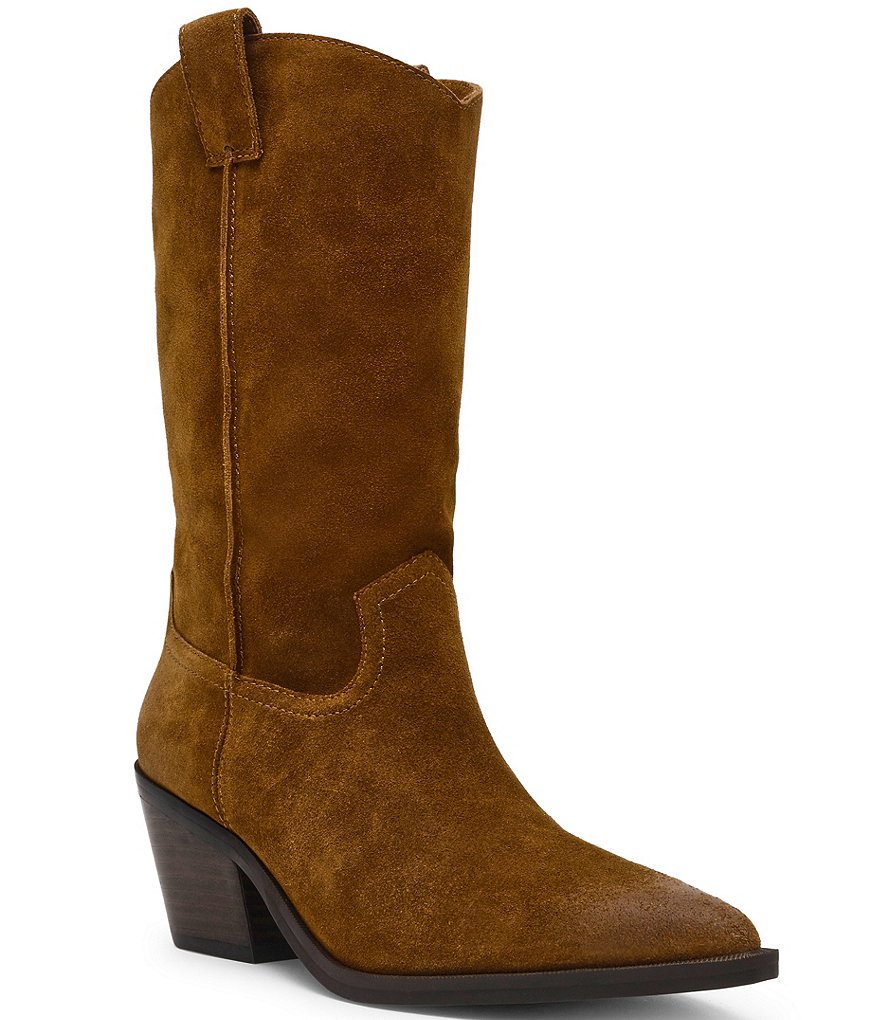 Steve Madden Stetson Suede Pointed Toe Western Mid Calf