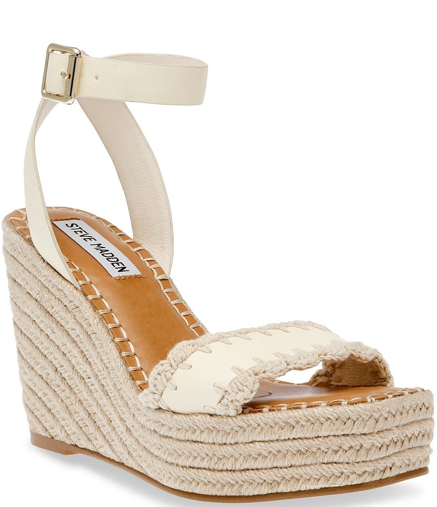 Steve Madden Undone Leather Woven Wedge Sandals Dillard s