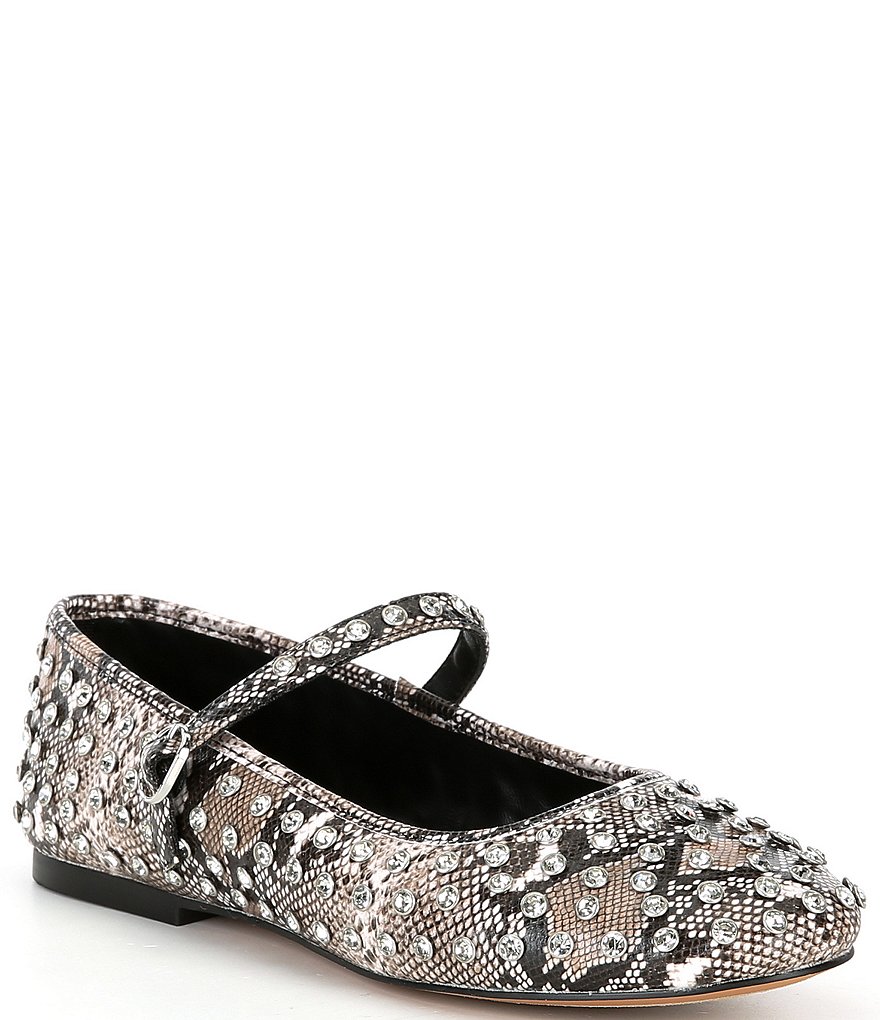 Steve Madden Vinetta-R Snake Print Leather Rhinestone Studded Mary Jane ...