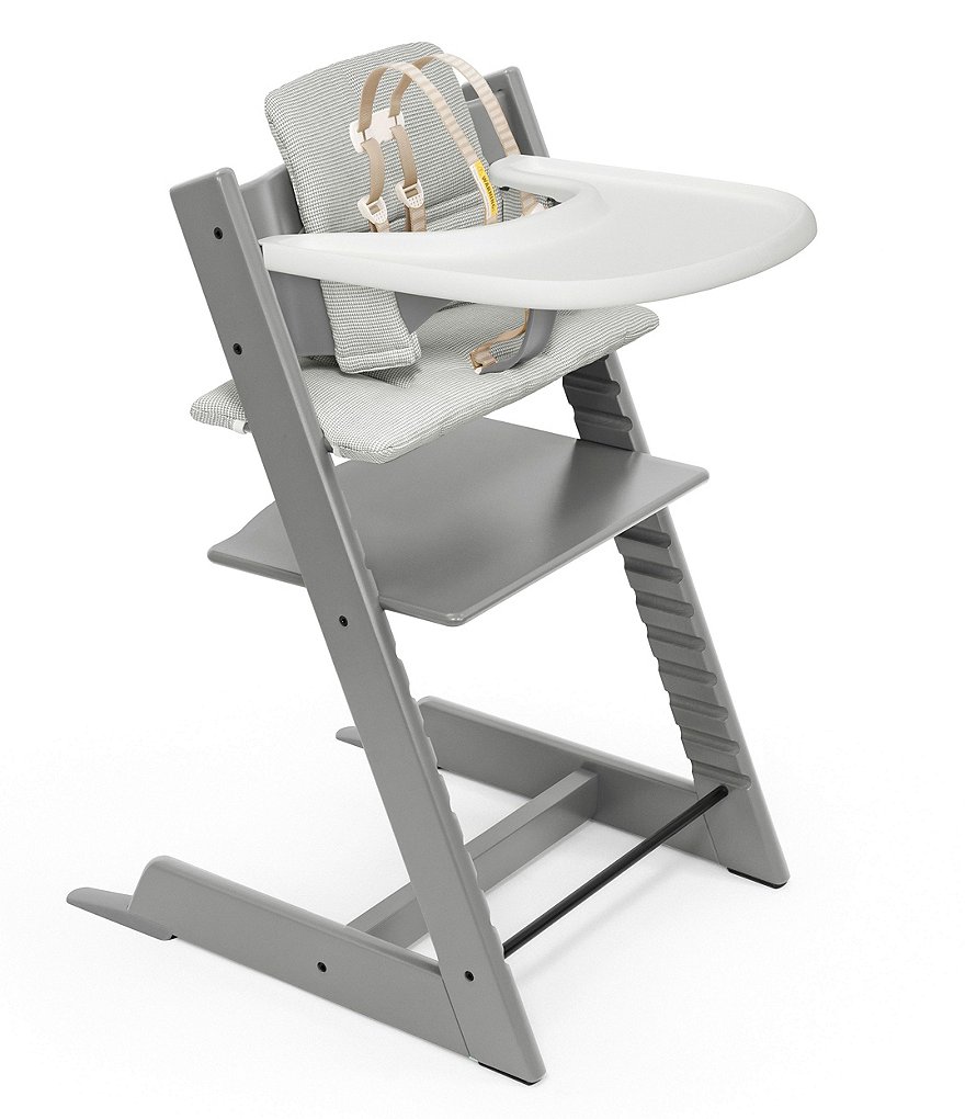 Stokke - Tripp Trapp High Chair and Cushion with Stokke Tray - Black with  Nordic Grey