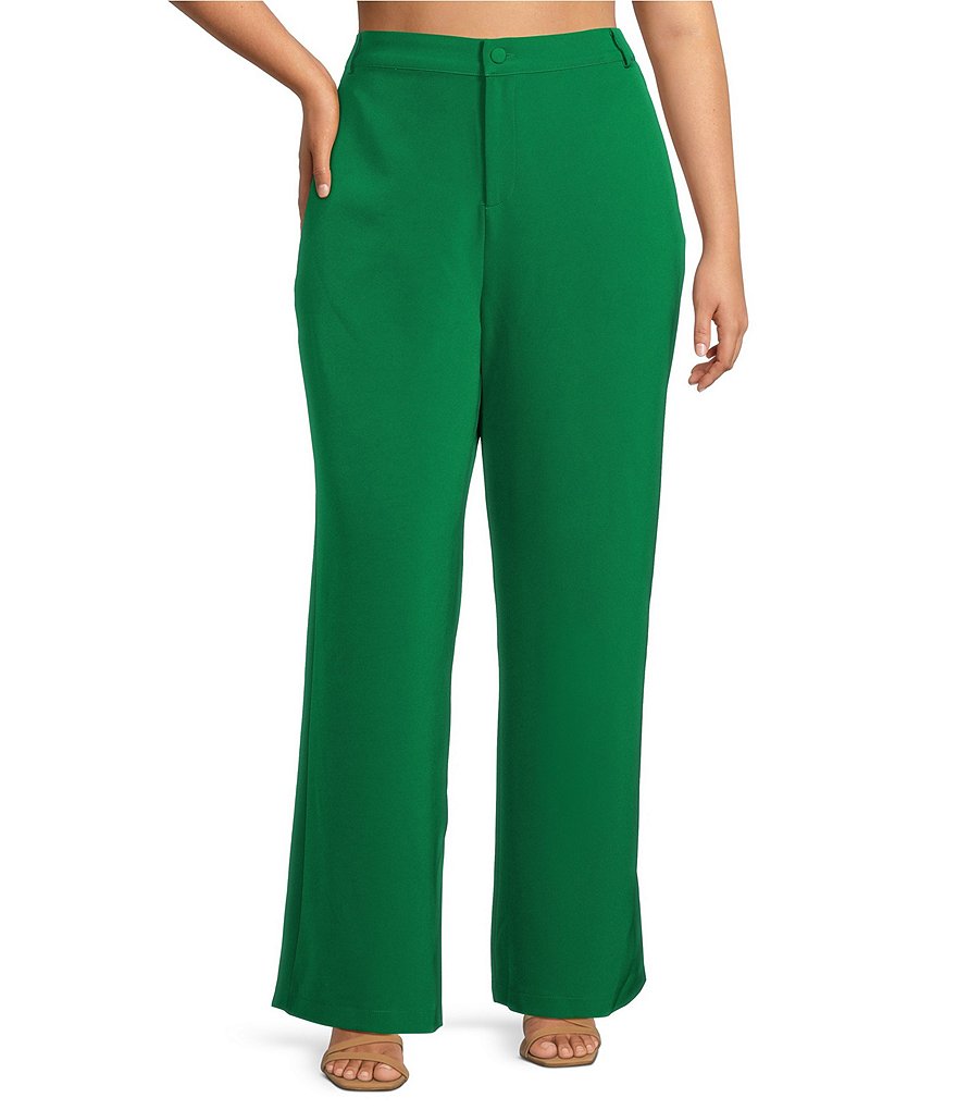 High waisted wide outlet leg trousers plus size