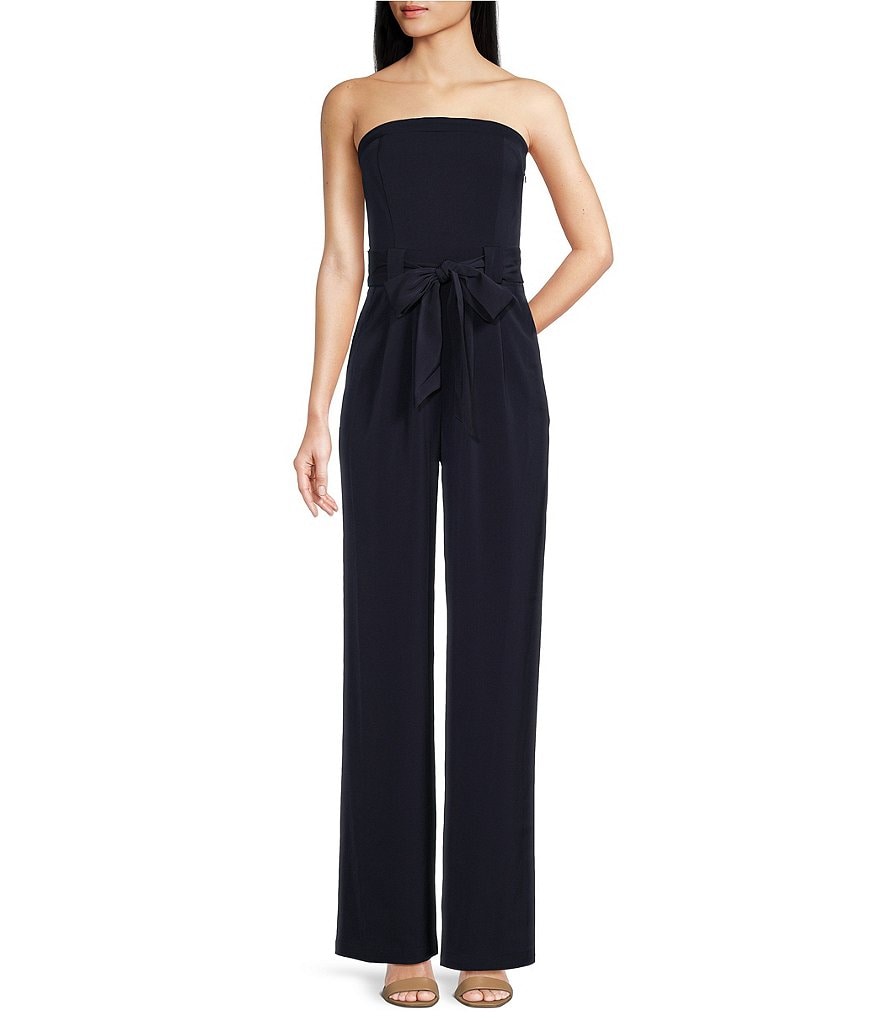 Sugarlips Strapless Wide Leg Waist Tie Jumpsuit | Dillard's