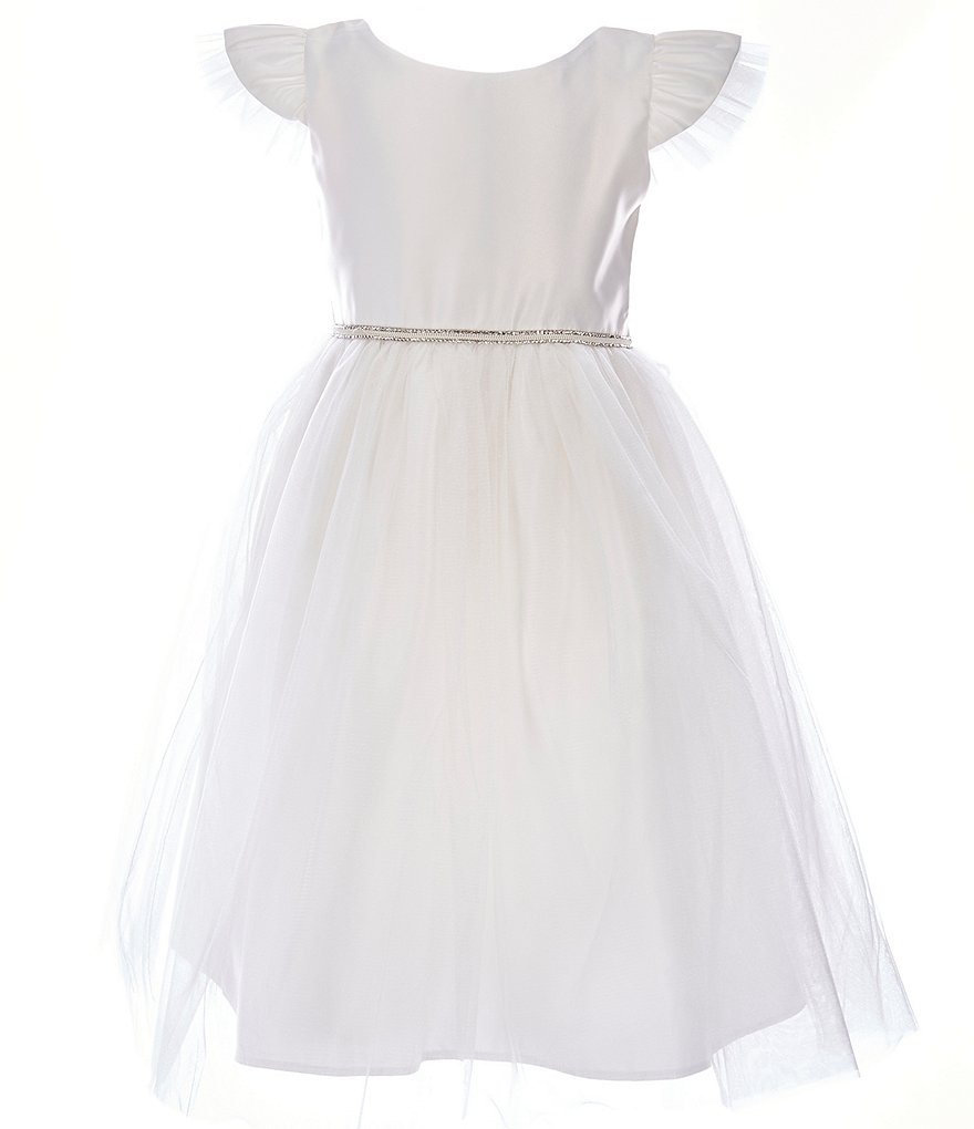 short white satin dress with rhinestones