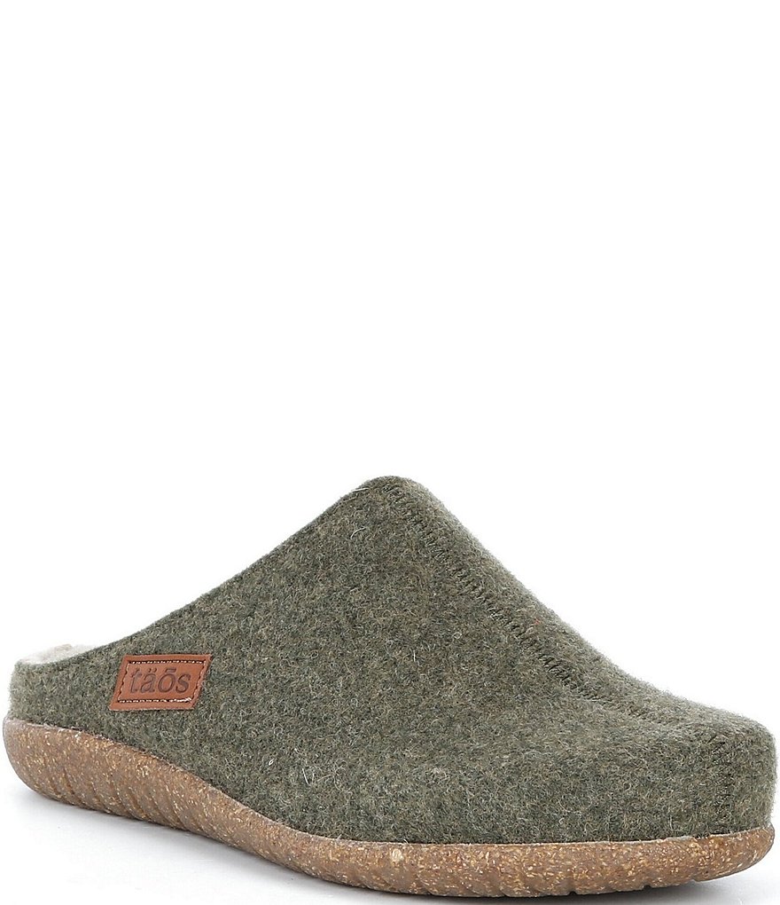 Taos Woolfer Olive Boiled Wool Faux Shearling  Rubber Soled Slippers m 8 w 11‎ Amazon.com | Taos Footwear Women main image 4