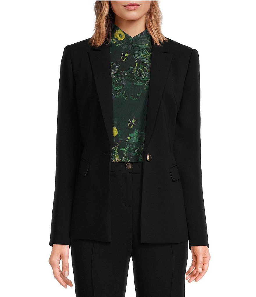 Ted Baker London Raee Stretch Woven Peak Lapel Collar Long