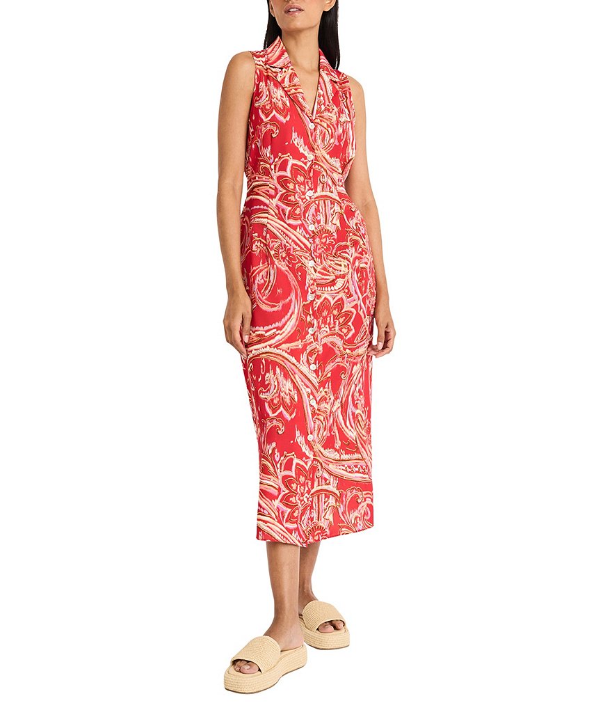 The Good Journey V-neck Notch Collar Sleeveless Paisley