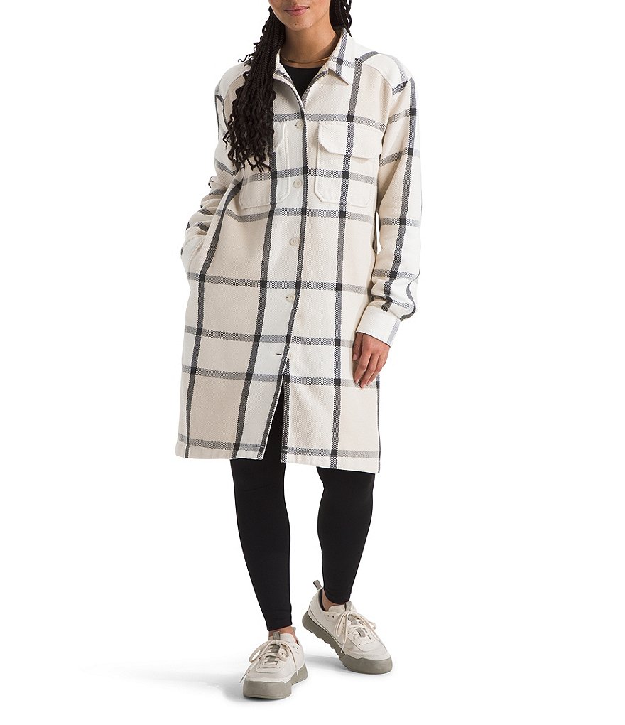 The North Face Women s Valley Twill Utility Coat Large White Dune Plaid