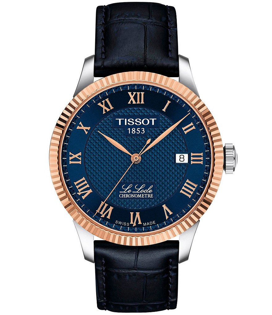 Tissot Men's Le Locle Automatic Blue Leather Strap Watch | Dillard's
