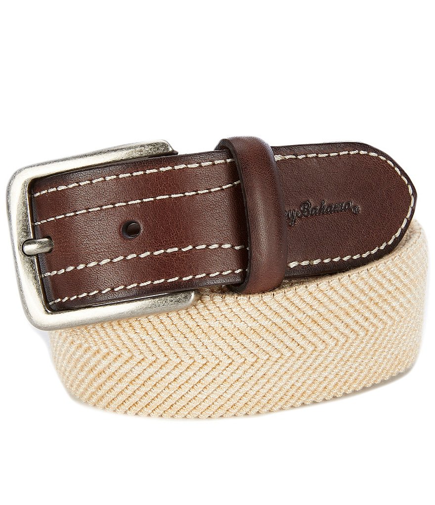Tommy Bahama Stretch Chevron Braided Leather Trim Belt  display picture 1