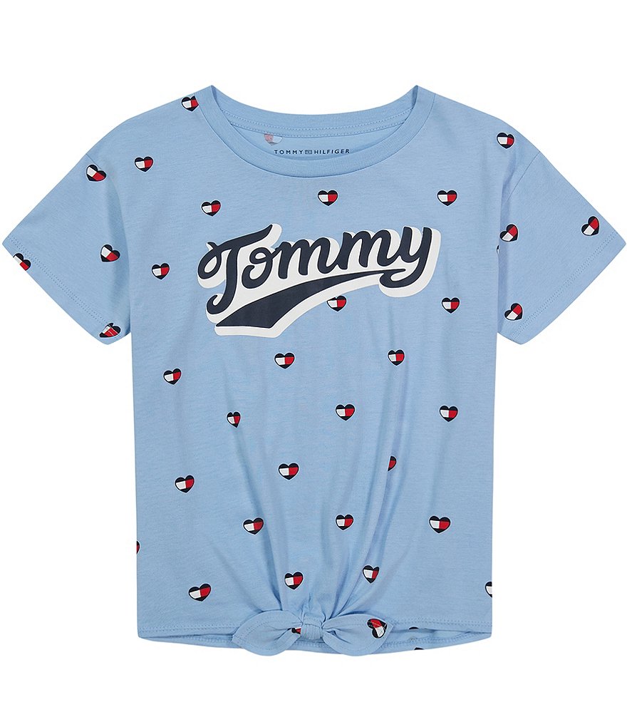 Tommy Hilfiger Big Girls 7-16 Allover T-Shirt Heart Printed | Dillard\'s Tie Front