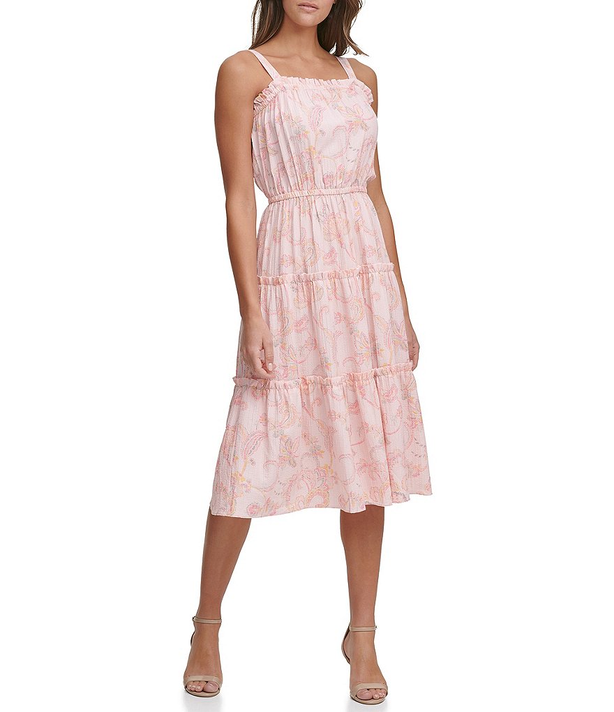 Tommy Hilfiger Paisley Print Tiered Midi Dress | Dillard's