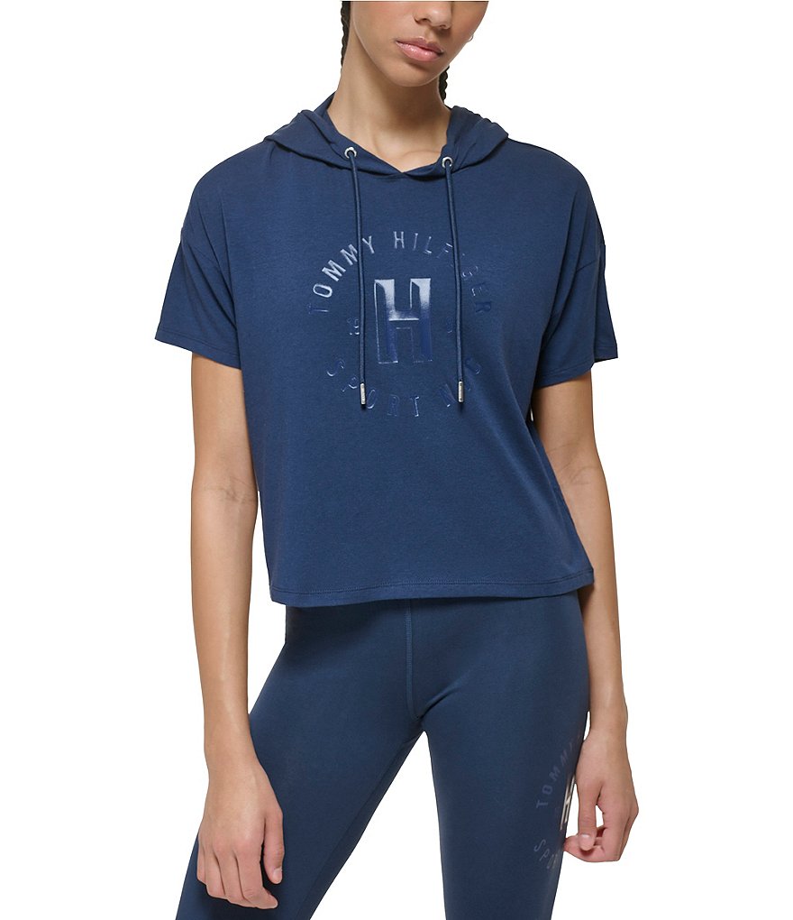 Hilfiger Sport Printed Graphic Cropped Hooded Tee Shirt | Dillard's