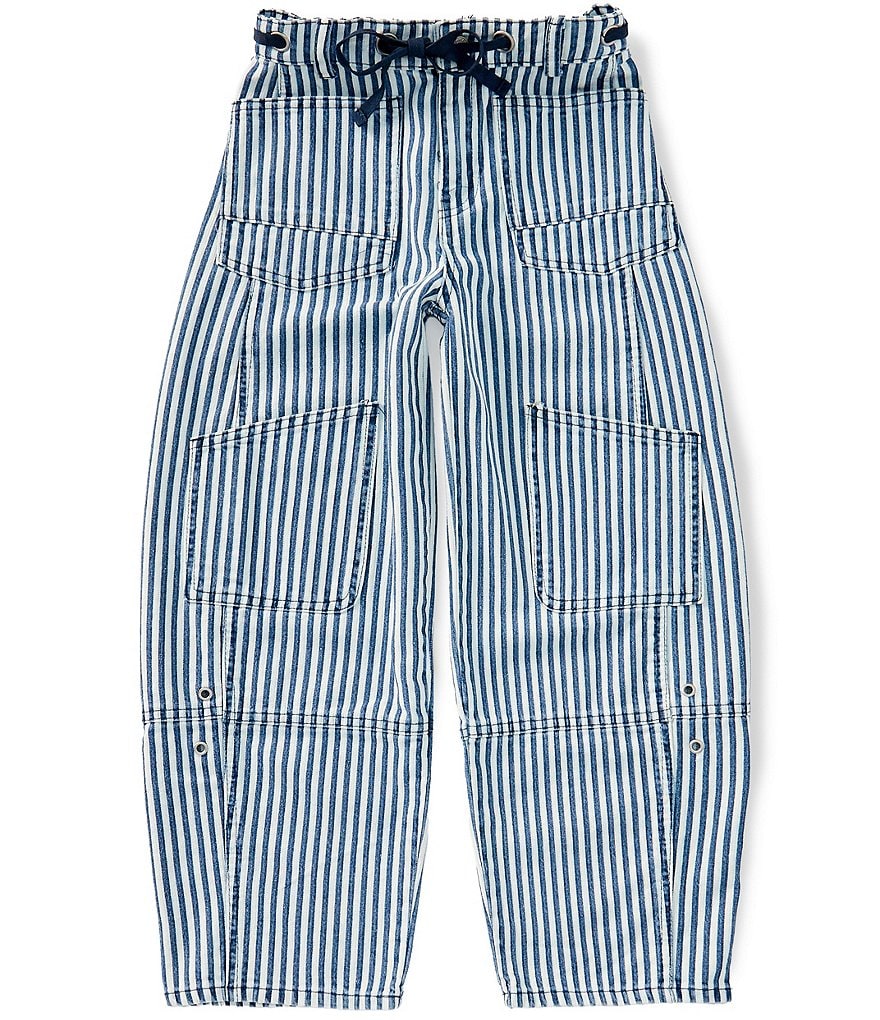 Tractr Big Girls Cotton Striped Wide-Leg Cargo Pants | Dillard's