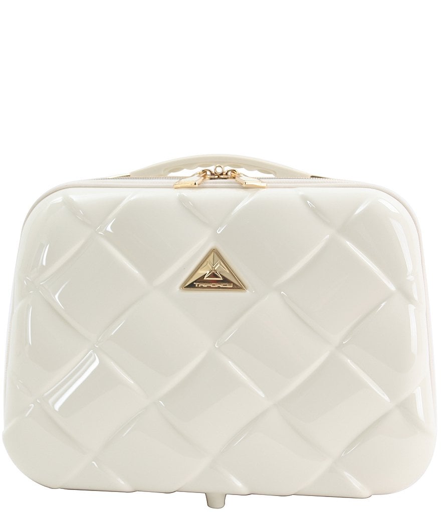 Triforce Savoir Collection Quilted with Floral Strap Travel Beauty Case - Rose Gold