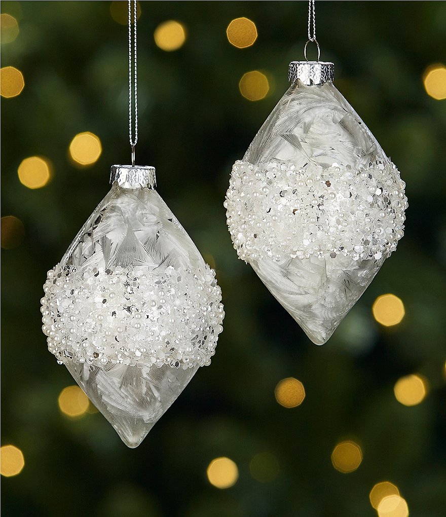 Trimsetter Deck The Halls Collection White Teardrop Glass Finial ...