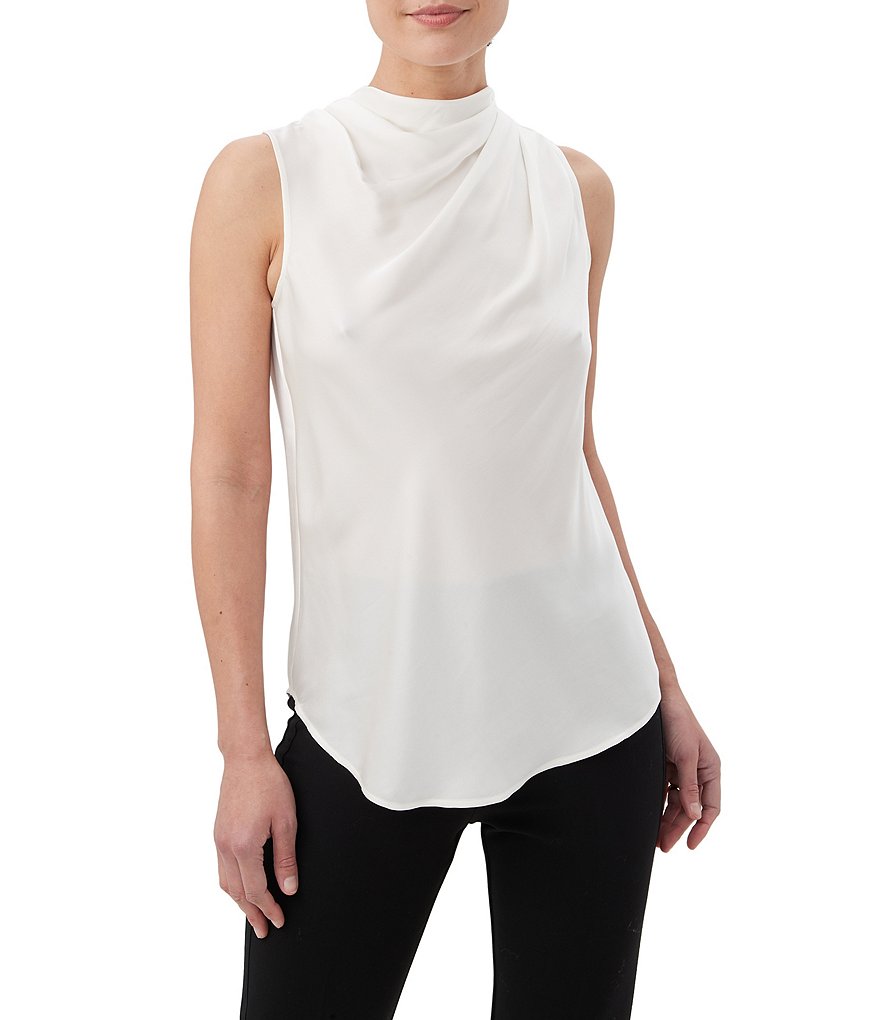 Trina Turk Lenaya High Cowl Neck Silk Blend Sleeveless Top