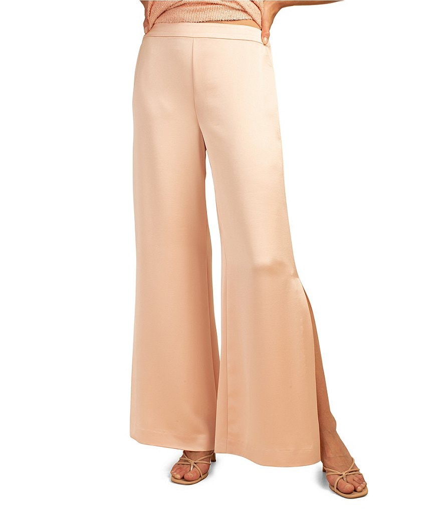 Trina Turk Sunset Satin Wide Leg Long Side Slit Pants | Dillard's