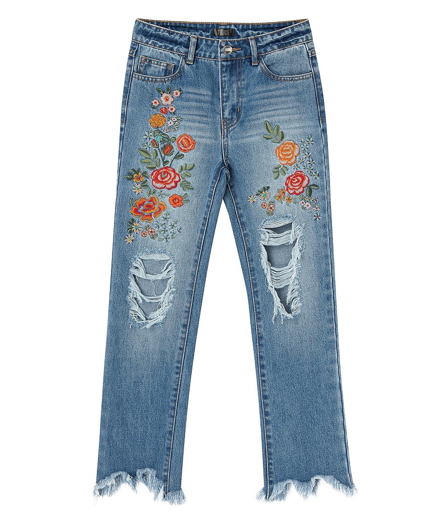 Womens European Denim Back Letters Embroidered Cute Jeans For