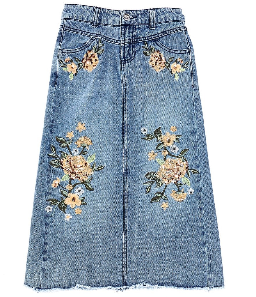 Truce Big Girls 7-16 Embroidered Long Denim Skirt | Dillard's