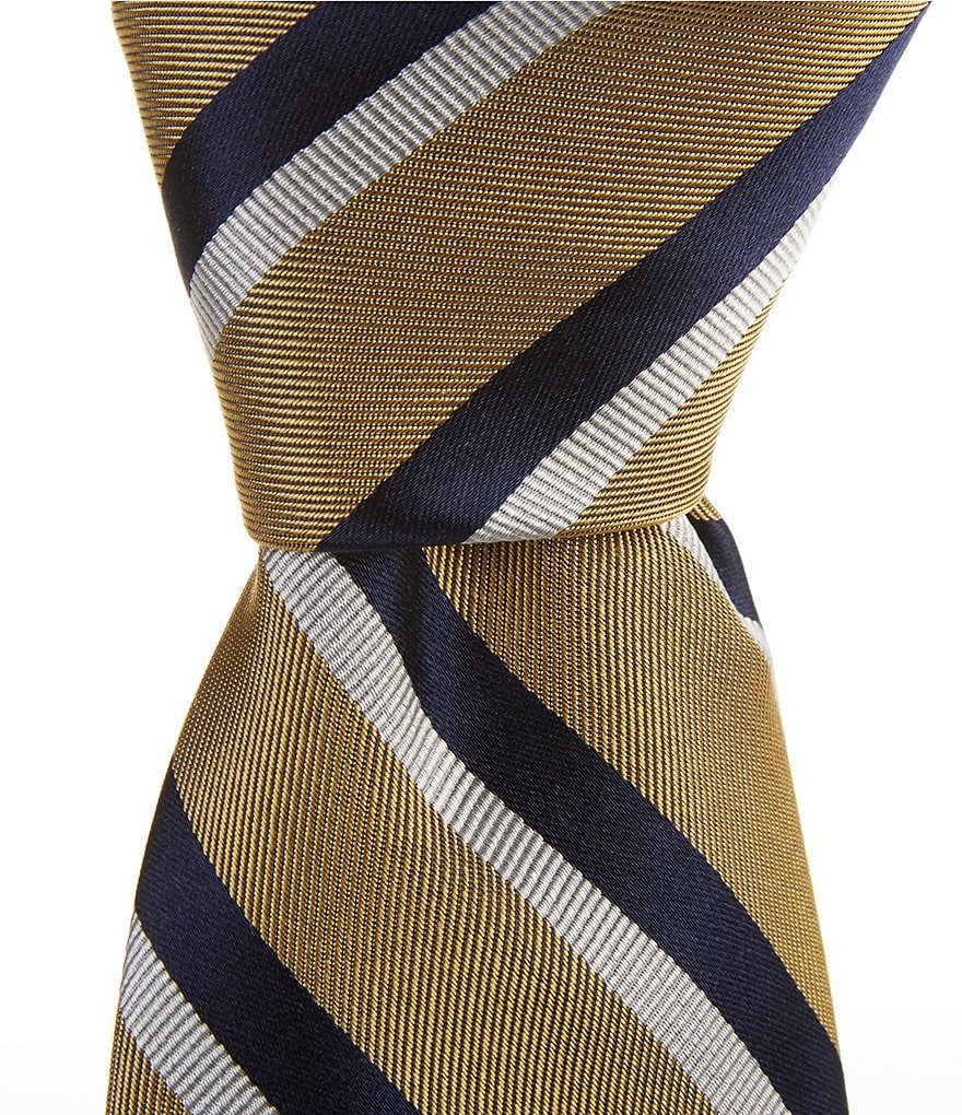 Turnbury Big & Tall Lin Stripe 3 3/8#double; Silk Blend Ties