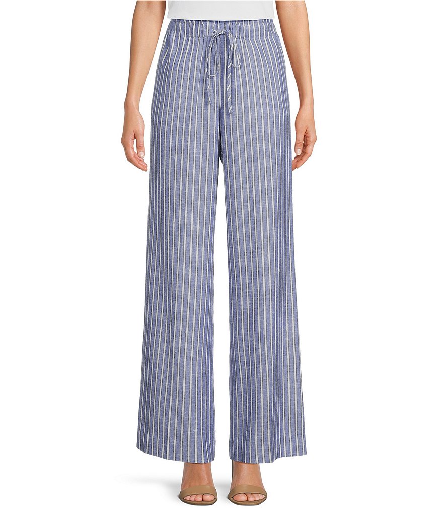 tyler boe Palmer Bermuda Stripe Print Wide Leg Elastic Waist ...