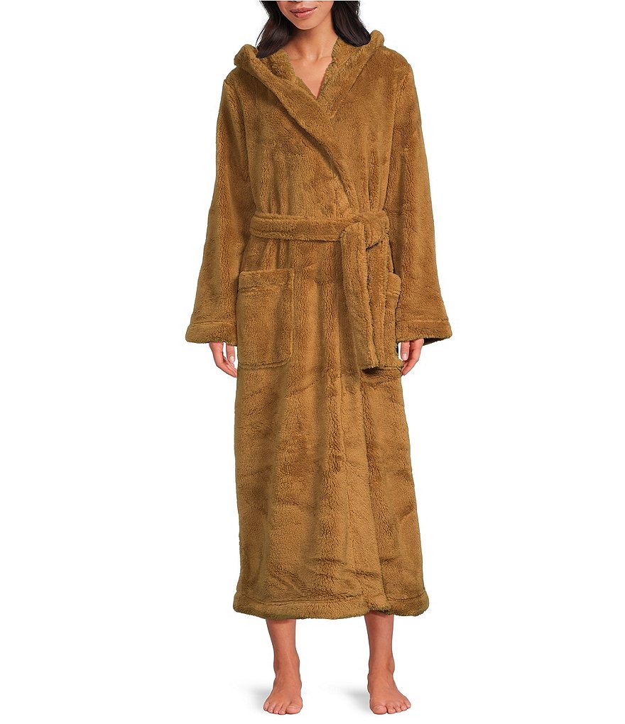 UGG Aarti Hooded Plush Fleece Long Cozy Robe | Dillard's