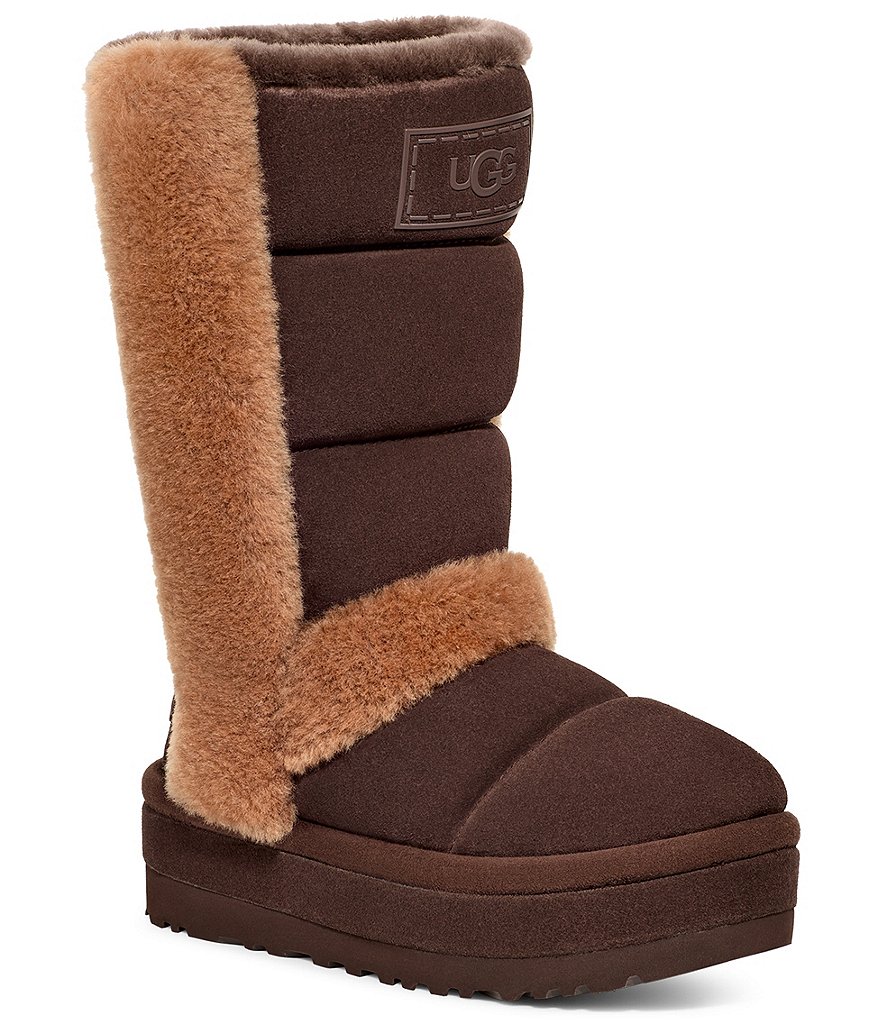 UGG Classic Chillapeak Tall Suede Fur Platform Boots
