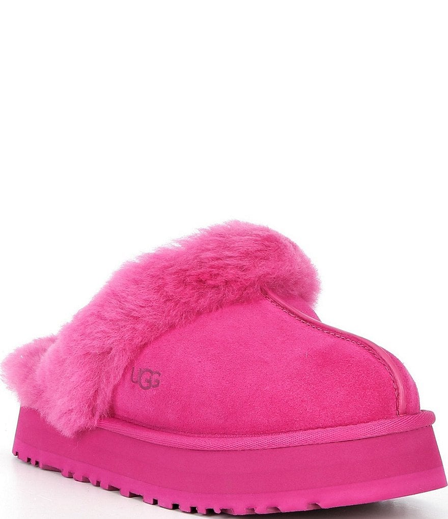 UGG Disquette Suede Fur Platform Slippers | Dillard's