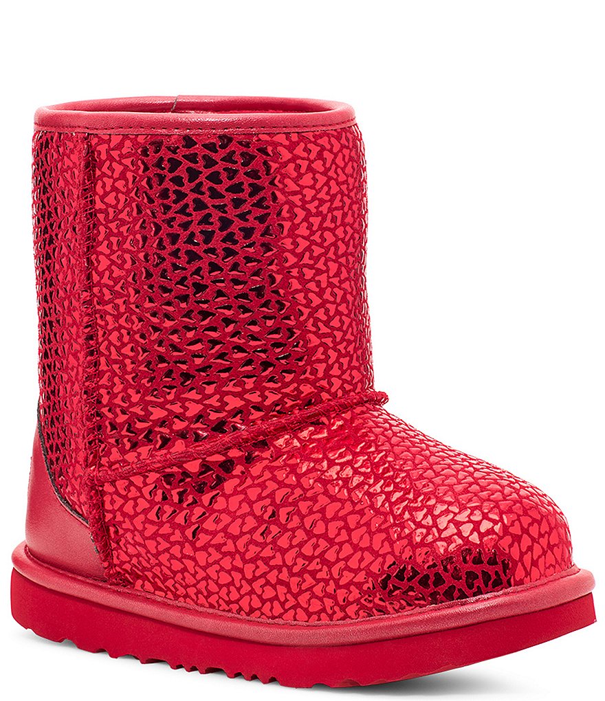 UGG Girls' Classic II popular Metallic Sparkle Red Boots 1125372K Size 5Y/ 6 Women's