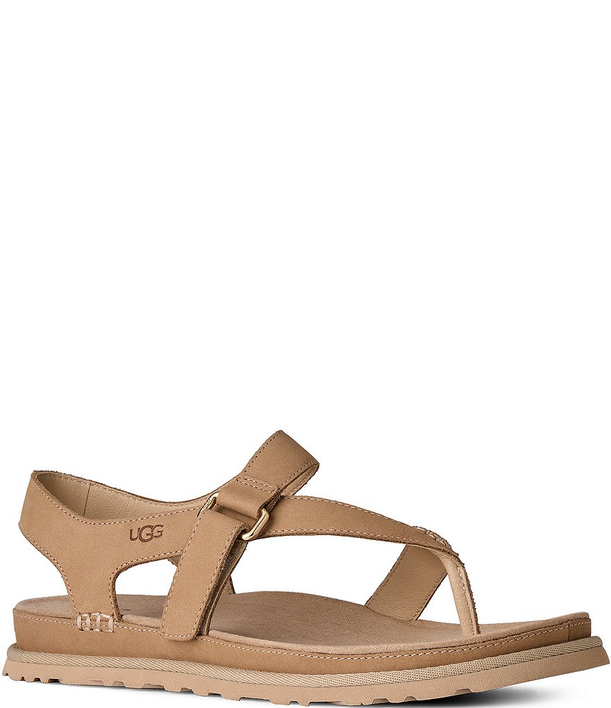 UGG GoldenGaze Toe Post Leather Sandals | Dillard's