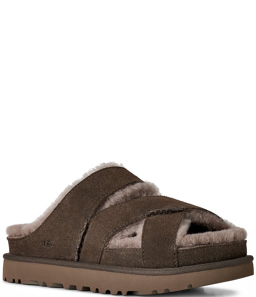 UGG Greenport Suede Cross Strap Platform Slide Sandals | Dillard's