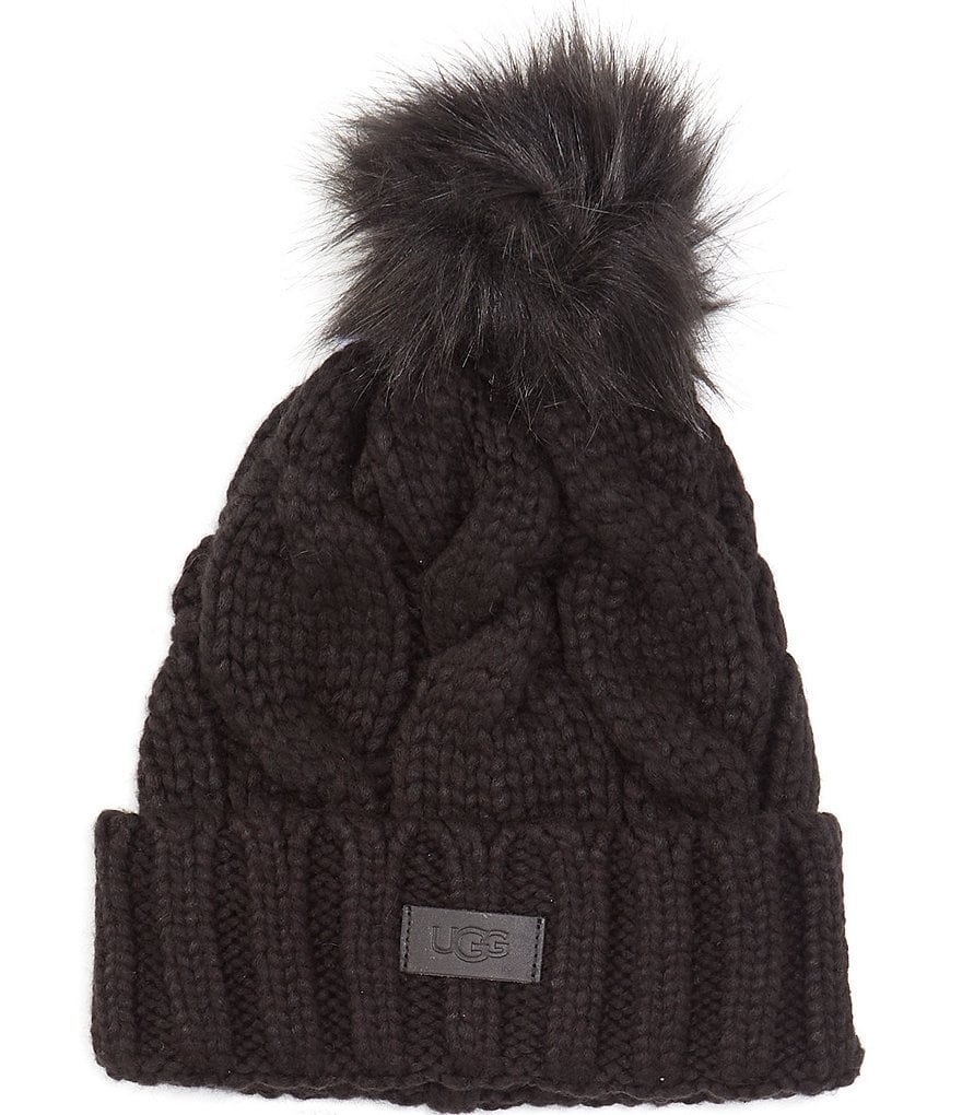 Ugg Cable Knit Pom Beanie in Cerise