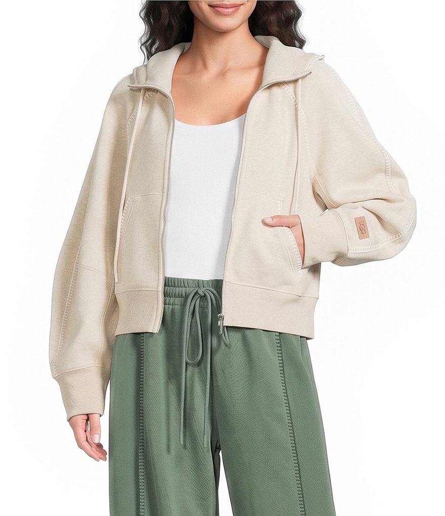Ugg Long Sleeve Hooded Zip-Front Cotton Fleece Jacket