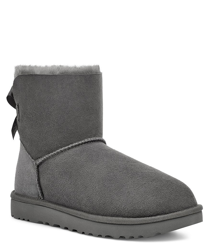 gray uggs with bows on the back